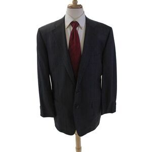 Ermenegildo Zegna Mens Pinstriped Wide Lapel Blazer Gray Wool Size EUR 54